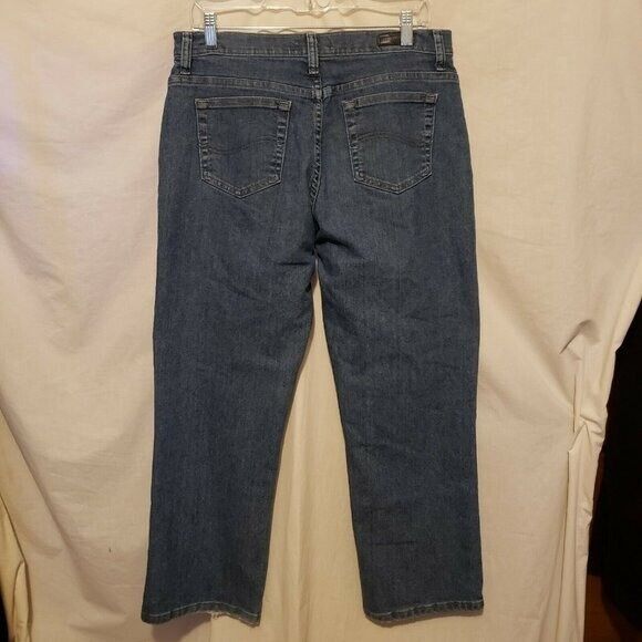 Lee Womens Size 34 Blue Solid Relaxed Fit Straight Leg Jeans - Picture 11 of 11